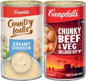 Coles Campbell’s Country Ladle or Chunky Soup 495g-505g offer