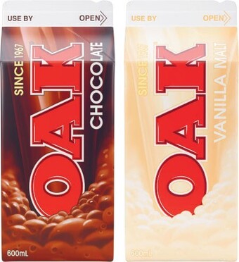 Coles Oak Flavoured Milk 600mL offer