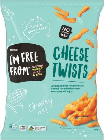 Coles Coles I’m Free From Cheese Twists 90g offer