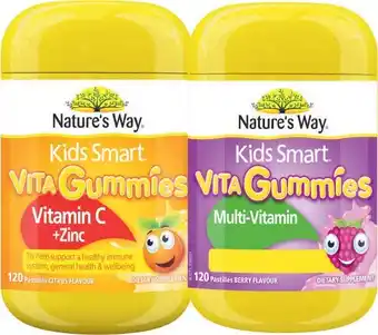 Coles Natures Way Kids Smart Gummies Multi Vitamin +Vegies or Vitamin C +Zinc 120 Pack^ offer