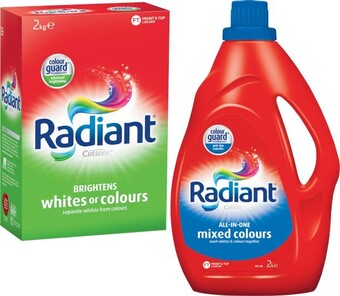 Coles Radiant Laundry Liquid 2 Litre or Powder 2kg offer