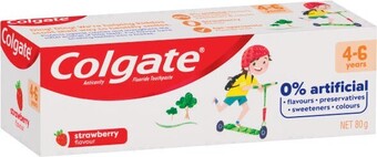 Coles Colgate Kids Strawberry 4-6 Years Toothpaste 80g offer