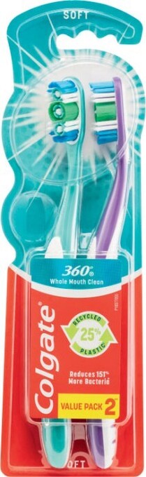 Coles Colgate 360º Soft Toothbrush 2 Pack offer