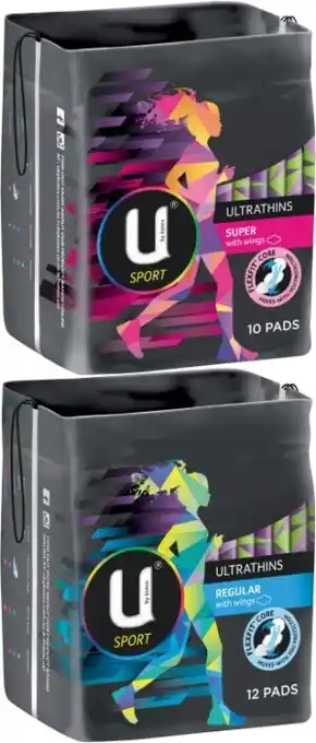 Coles U By Kotex Sport Pads With Wings Regular 12 Pack or Super 10 Pack offer