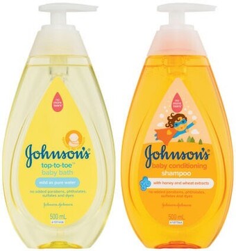 Coles Johnson & Johnson Bedtime Baby Bath or Shampoo 500mL offer