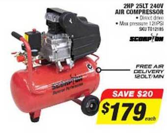 Autobarn 2hp 25lt 240v Air Compressor offer