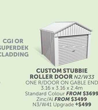Stratco Custom Stubbie Roller Door offer