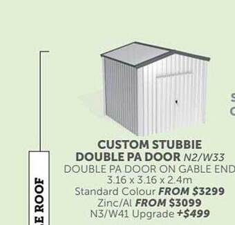 Stratco Custom Stubbie Double Pa Door offer