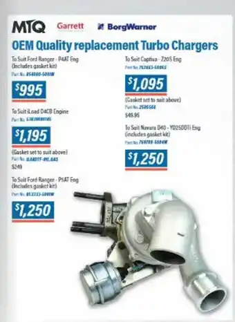 Mtq Oem Quality Replacement Turbo Chargers