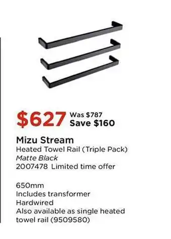 Reece Mizu Stream Heated Towel Rail offer