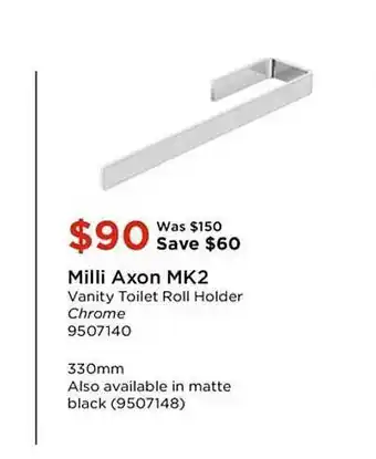 Milli Axon Mk2 Vanity Toilet Roll Holder Chrome