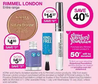 Priceline Rimmel London Entire Range offer