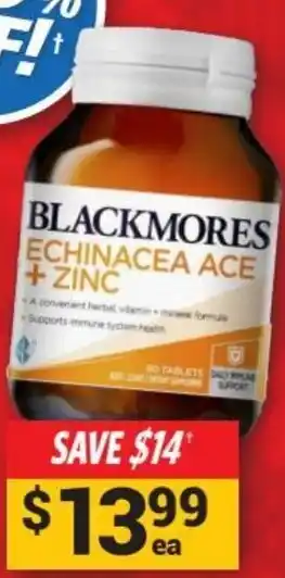 Cincotta Chemist Blackmores Echinacea ACE + Zinc 60 Tablets. offer