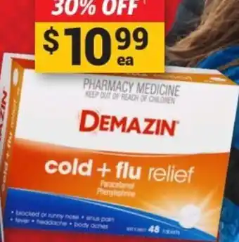 Cincotta Chemist Demazin PE Multi-Action Cold & Flu Relief 48 Tablets. offer