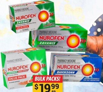 Cincotta Chemist Nurofen Zavance Caplet 96 Pack, Zavance Liquid Capsule 80 Pack, Zavance Tablet 96 Pack And Quickzorb Caplet 96 Pack offer