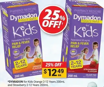 Cincotta Chemist Dymadon For Kids Orange 2-12 Years 200ml And Strawberry 2-12 Years 200ml offer