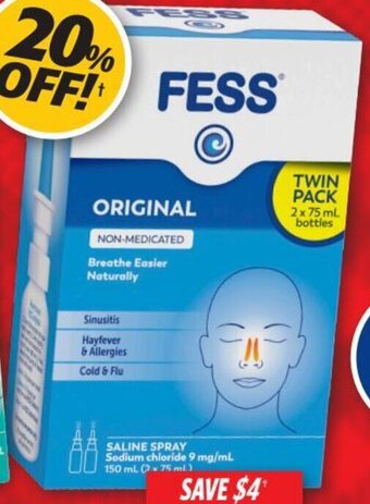 Cincotta Chemist Fess Nasal Spray 2 x 75ml offer