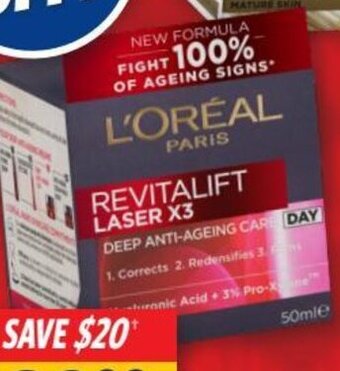 Cincotta Chemist L'Oreal Revitalift Laser X3 Day Cream 50ml offer