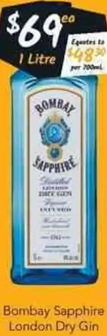 Cellarbrations Bombay Sapphire London Dry Gin 1L offer