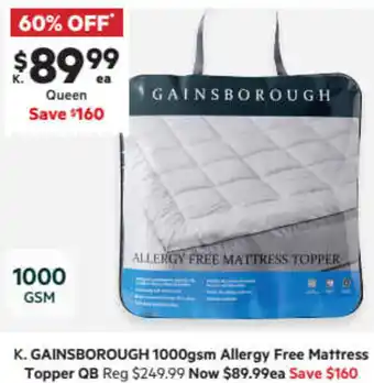 1000gsm Allergy Free Mattress Topper QB