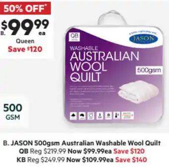 Harris Scarfe 500gsm Australian Washable Wool Quilt offer