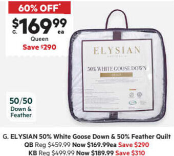 Harris Scarfe 50% White Goose Down & 50% Feather Quilt QB offer