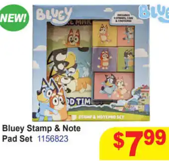 Mr Toys Bluey Stamp & Note Pad Set 1156823 offer