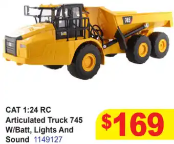 Mr Toys CAT 1:24 RC Articulated Truck 745 W/Batt, Lights And Sound 1149127 offer