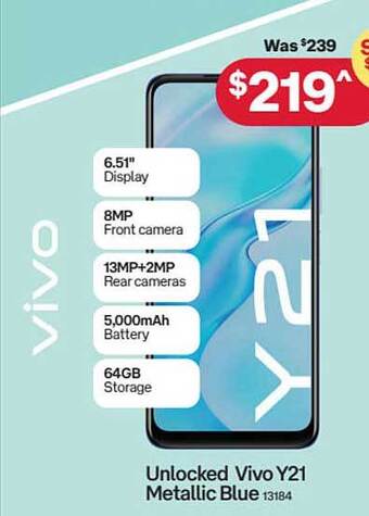 Australia Post Unlocked Vivo Y21 Metallic Blue offer