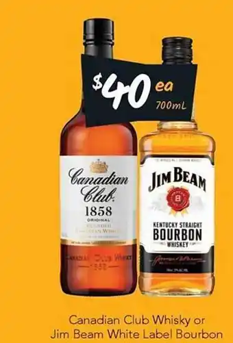 Cellarbrations Canadian Club Whisky Or Jim Beam White Label Bourbon offer