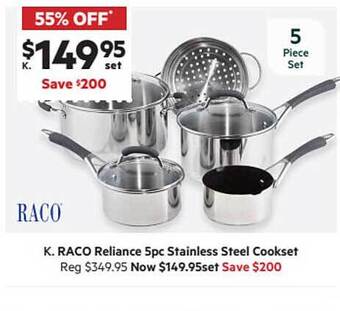 Harris Scarfe Raco Reliance 5pc Stainless Steel Cookset offer