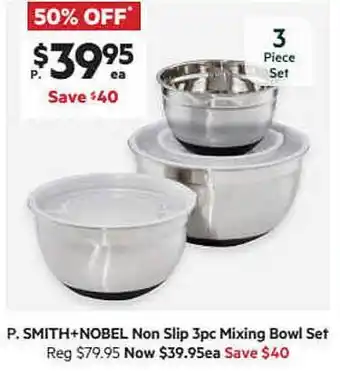 Harris Scarfe Smith + Nobel Non Slip 3pc Mixing Bowl Set offer