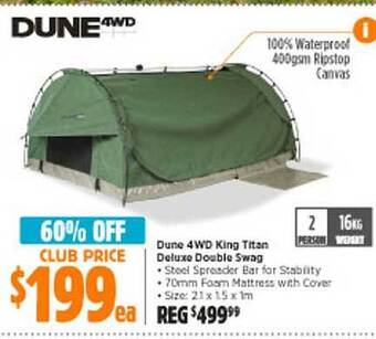 Anaconda Dune 4wd King Titan Deluxe Double Swag offer