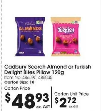 Campbells Wholesale Cadbury Scorch Almond Or Turkish Delight Bites Pillow offer