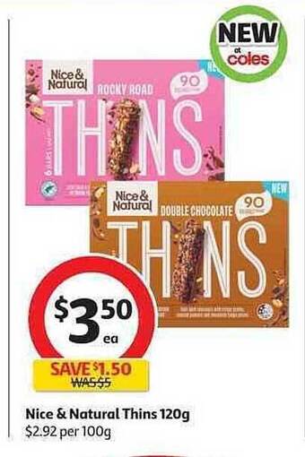 Coles Nice & Natural Thins 120g offer