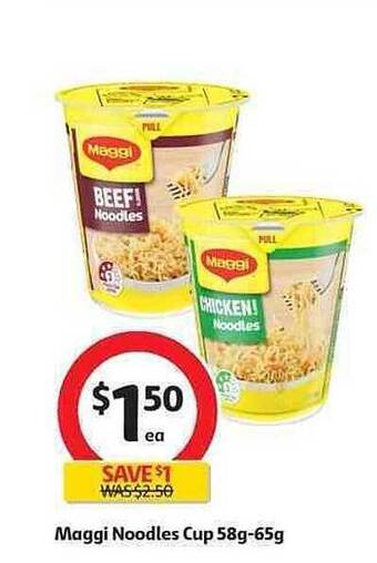 Coles Maggi Noodles Cup 58g-65g offer