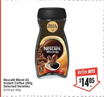 IGA Nescafé Blend 43 Instant Coffee Selected Varieties offer