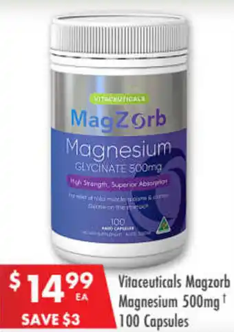 Vitaceuticals Magzorb Magnesium 500mg 100 Capsules