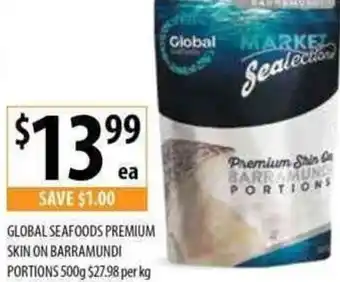 Supabarn Global Seafoods Premium Ski On Barramundi Portions 500g $27.98 Per Kg offer