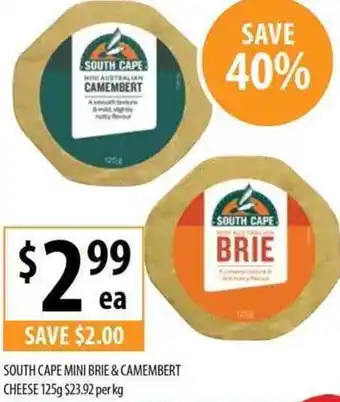 Supabarn South Cape Mini Brie & Camembert Cheese 125g $23.92 Per Kg offer