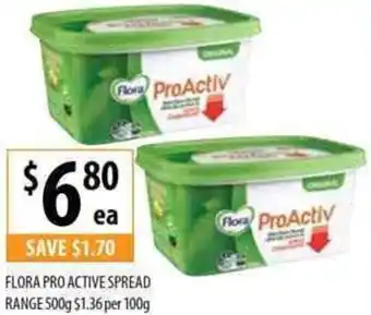 Supabarn Flora Pro Active Spread Range 500g $1.36 Per 100g offer