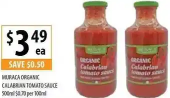 Supabarn Muraca Organic Calabrian Tomato Sauce 500ml $0.70 Per 100ml offer