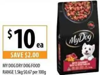 Supabarn My Dog Dry Dog Food Range 1.5kg $0.67 Per 100g offer