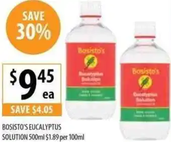 Bosisto's Eucalyptus Solution 500ml $1.89 Per 100ml