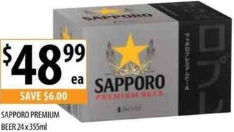 Supabarn Sapporo Premium Beer 24 x 355ml offer