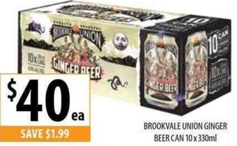 Supabarn Brookvale Union Ginger Beer Can 10 x 330ml offer