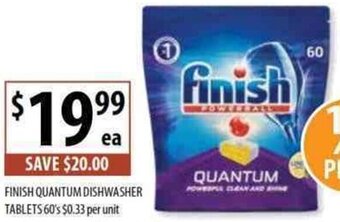 Supabarn Finish Quantum Dishwasher Tablets 60's $0.33 Per Unit offer