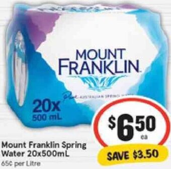 IGA Mount Franklin Spring Water 20x500ml offer