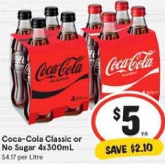 IGA Coca-Cola Classic or No Sugar 4x300ml offer