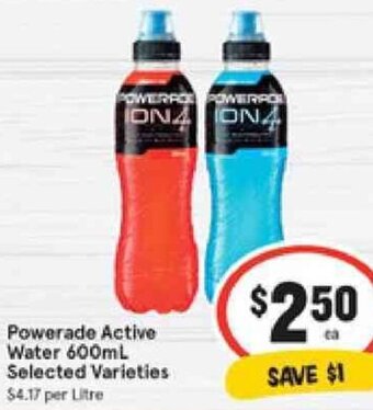 IGA Powerade Active Water 600ml Selected Varieties offer